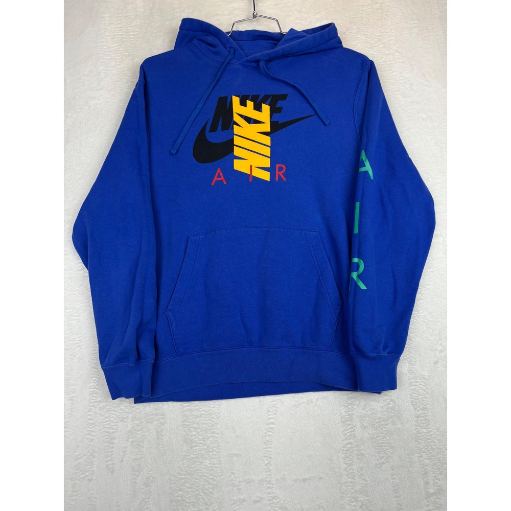 Y2K Nike Air Mens Blue Multi Logo Graphic Fleece Pullover Men's‎ Medium